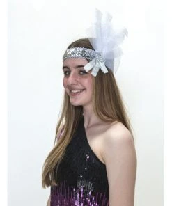 Interalia Group Flapper Headband - Silver And White