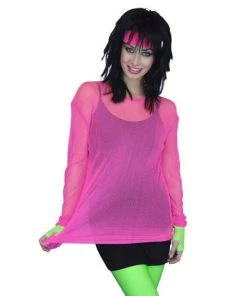 Carnival Products 80s Fishnet Top - Hot Pink Ladiesc