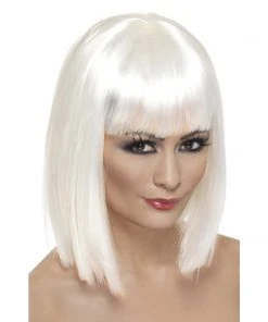 Smiffys Short White Blunt Glam Wig 1920's