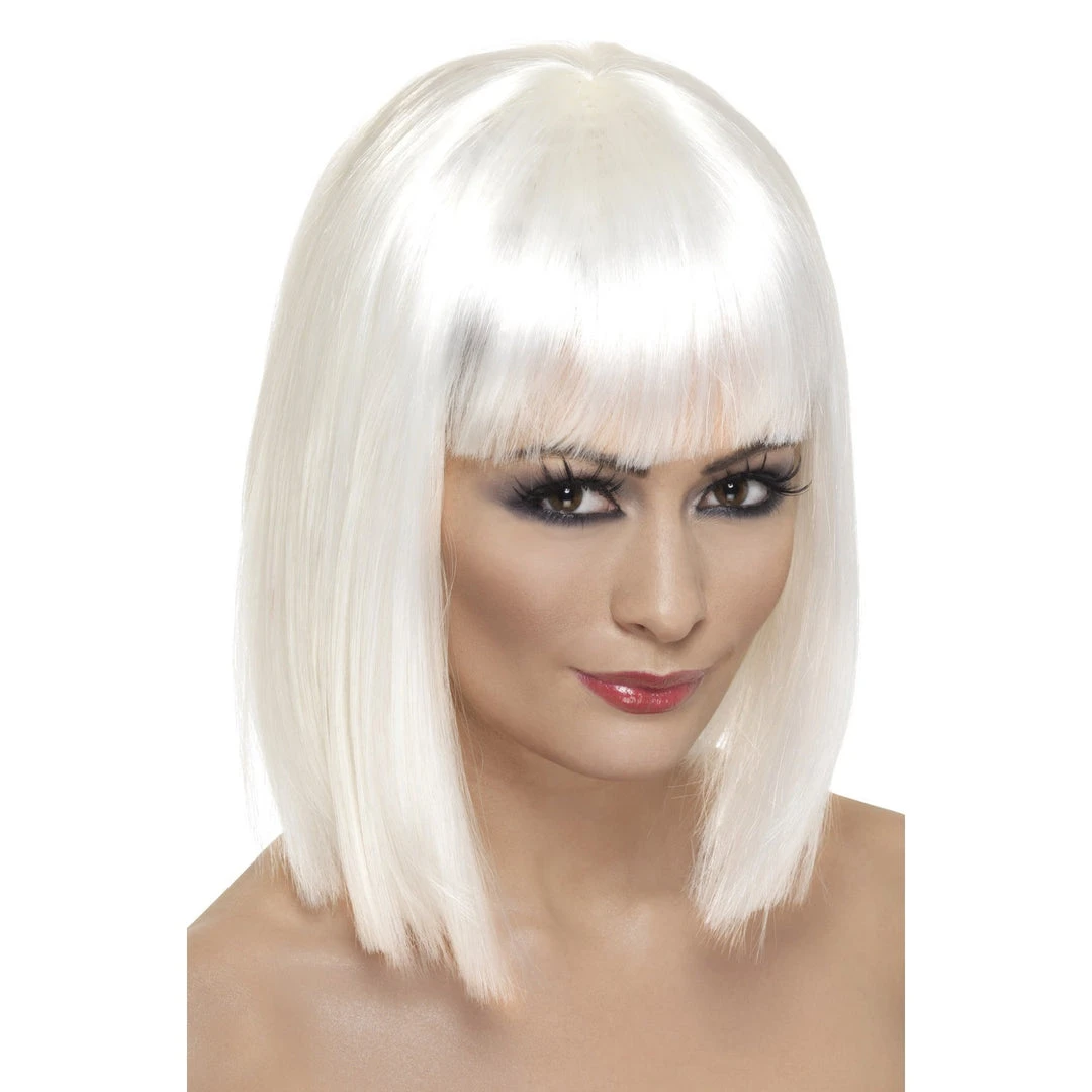 Smiffys Short White Blunt Glam Wig 1920's 1 Smiffys Short White Blunt Glam Wig 1920's