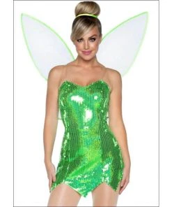 Tomfoolery Green Fairy Dress Set With Wings Ladies Costume