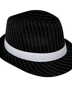 Swedia's Pinstripe Black And White Gangster Hat Accessoriesc