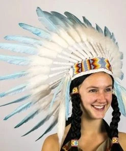 Interalia Group Light Blue And White Feather Headdress Festival & Pride