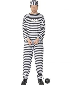 Smiffys Black And White Convict Costume Mensc