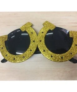 Tomfoolery Lucky Horse Shoe Gold Glitter Glasses