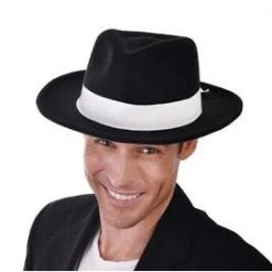 Tomfoolery Hats & Headwear Black Gangster Hat With White Band