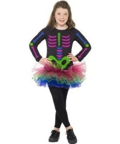 Rubie's Deerfield Girls Costumes Neon Skeleton Long Sleeve Tutu Halloween Childs Dress