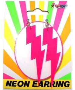 Allen Trading Neon Lightning Earrings-Asst Colours 1980's
