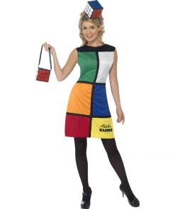 Smiffys Rubiks Cube Costume With Headband Ladiesc