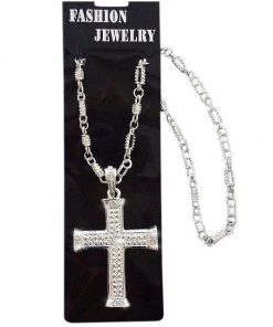 Carnival Products Silver Cross Necklace 1980's