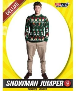 Allen Trading Mensc Snowman Xmas Jumper-Adult