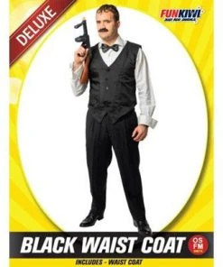 Allen Trading Black Waist Coat - 1920s Men's 1920's