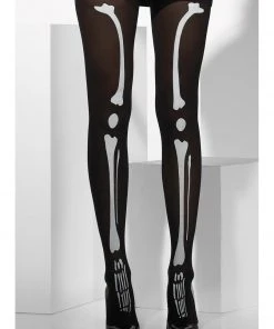 Smiffys Black Skeleton Print Opaque Tights