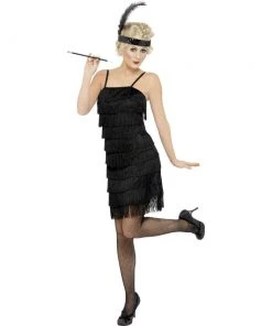 Smiffys Ladiesc Black Flapper Dress