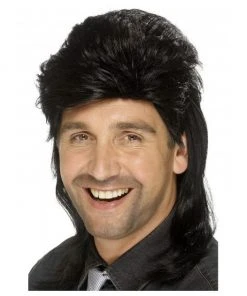 Smiffys 1980's Black Mullet Wig