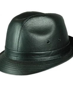 Trademart Black Leather Look Fedora-Adult
