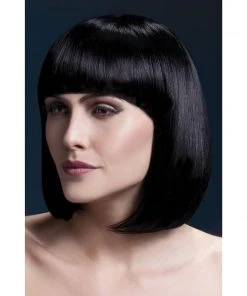 Smiffys Black Long Bob Fever Wig - Elise Wigsc