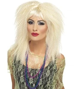 Smiffys Blonde 80's Trademark Crimp Wig 1980's