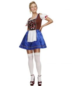 Smiffys Dirndl Brown And Blue Costume