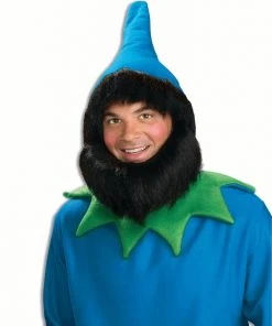 Forum Novelties Elf Hat With Beard - Brown & Blue Hats & Headwear