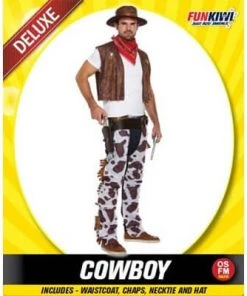 Allen Trading Mensc Cowboy Adult Costume With Cow Print Chaps & Vest