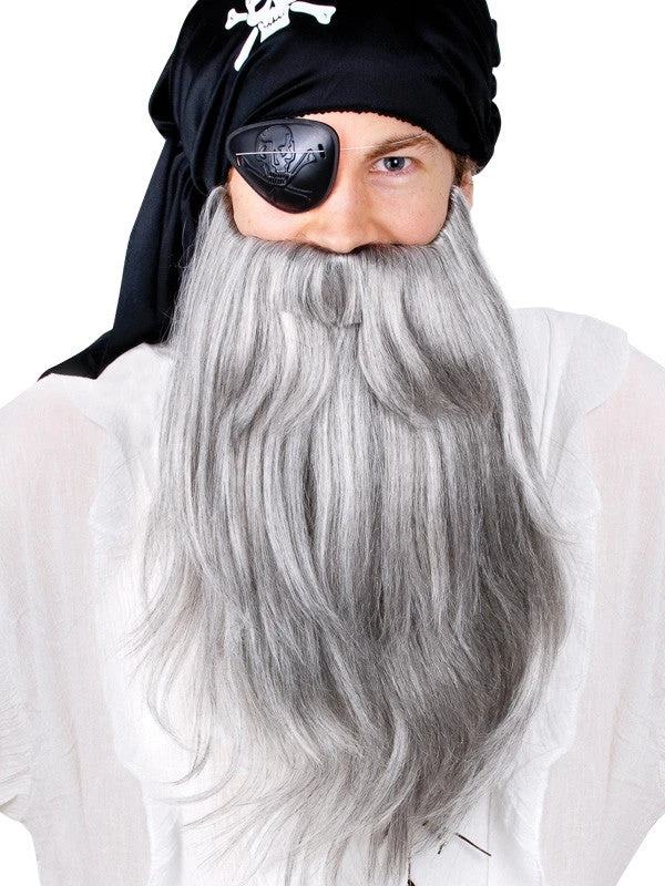 Tomfoolery Facial Hair Pirate Beard & Mo Jumbo Set Grey 1 Tomfoolery Facial Hair Pirate Beard & Mo Jumbo Set Grey