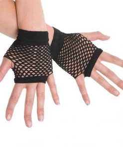 Tomfoolery Short Fishnet Black Gloves