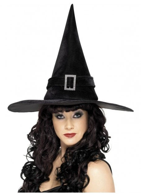 Smiffys Witch Hat With Diamonte Buckle 1 Smiffys Witch Hat With Diamonte Buckle