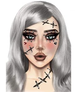 Tomfoolery Stitches Scarecrow Rhinestone Stick-On Face Jewels Halloweenc