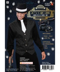 Tomfoolery Mensc Gangster Shirt Vest & Tie Kit - Dr Toms