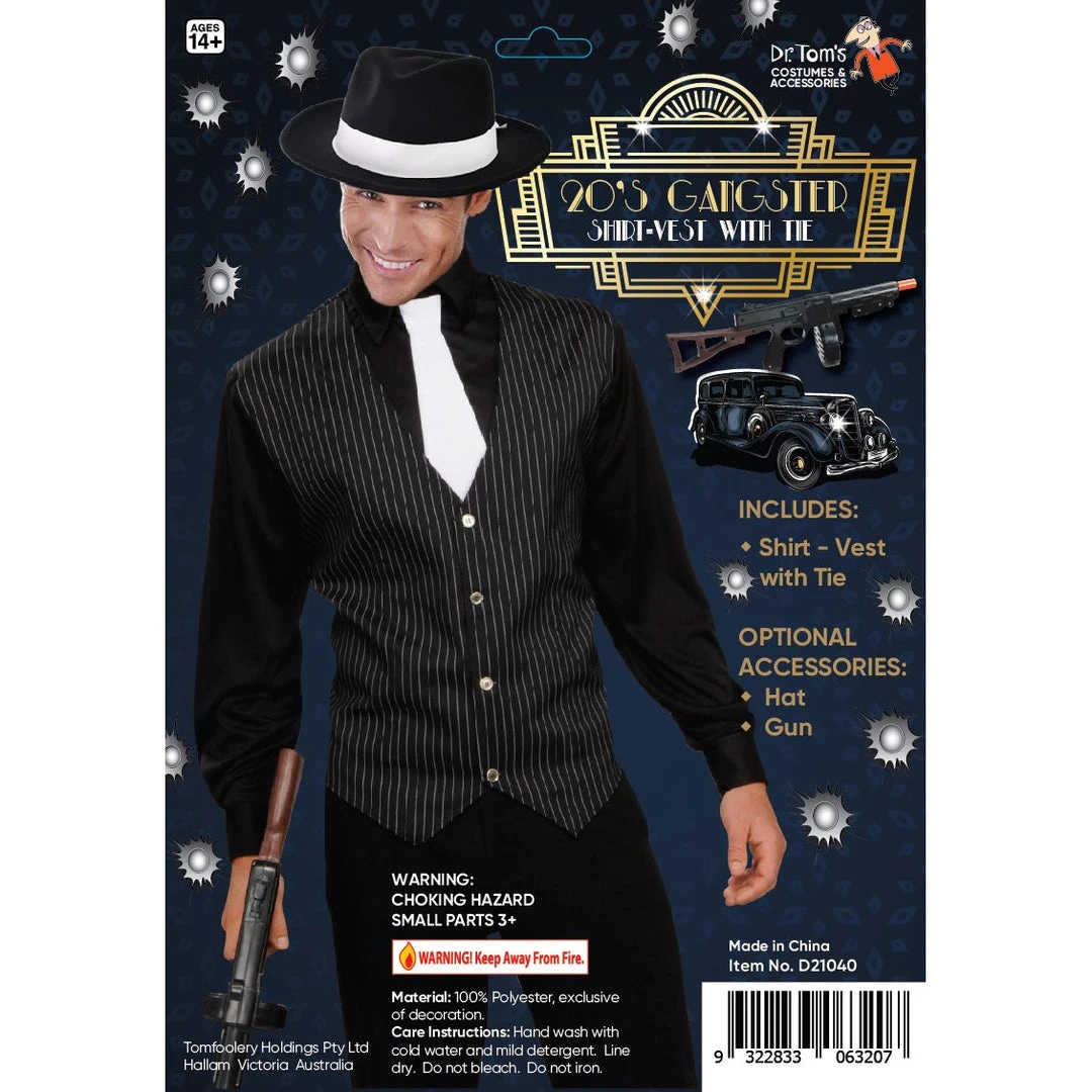 Tomfoolery Mensc Gangster Shirt Vest & Tie Kit - Dr Toms 1 Tomfoolery Mensc Gangster Shirt Vest & Tie Kit - Dr Toms