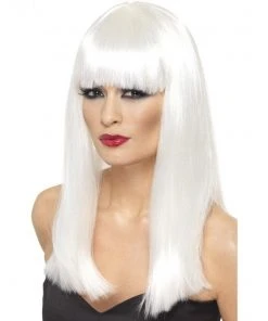 Smiffys White Long Straight Glamourama Wig