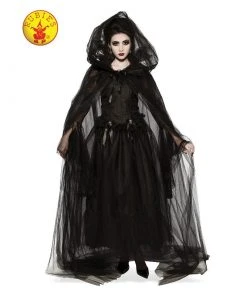 Rubie's Deerfield Ladiesc Hooded Cape Black Tulle Womens-Size Std