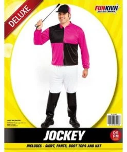 Allen Trading Mens Jockey Black & Pink Costume Occupations & Uniforms