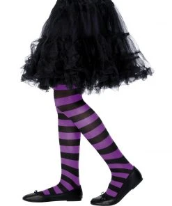Smiffys Tights Black & Purple - Child