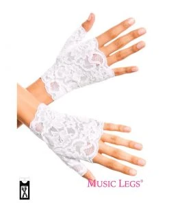 Brave N Krazy 1980's Lace Fingerless White Gloves