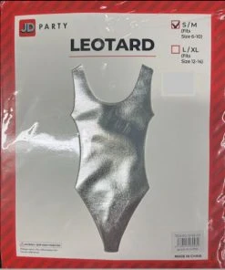 JD Party 1980's 80s Leotard Metallic Silver