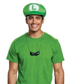 Disguise Costumes Accessoriesc Luigi Adult Hat & Necklace With Attached Moustache