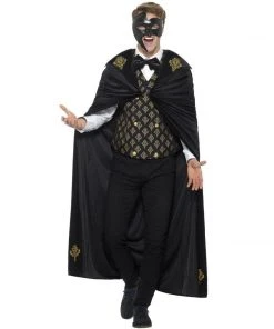 Smiffys Men's Black & Gold Phantom Halloween Costume
