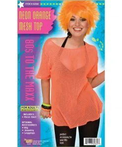 Forum Novelties Ladiesc Mesh Top 80s - Neon Orange