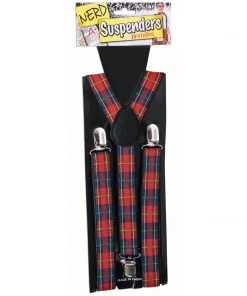 Forum Novelties Accessoriesc Nerd Suspenders - Red & Black Check