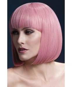 Smiffys Pastel Pink Long Bob Fever Wig-Elise Wigsc