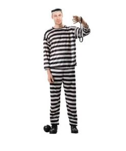 Tomfoolery Mensc Prisoner Black & White Adult Costume - Dr Toms