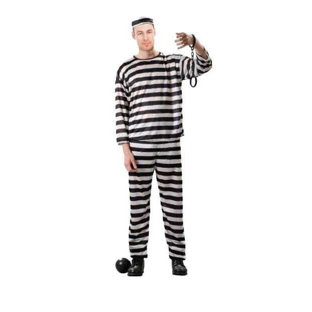 Tomfoolery Mensc Prisoner Black & White Adult Costume - Dr Toms 2 Tomfoolery Mensc Prisoner Black & White Adult Costume - Dr Toms