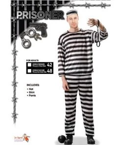 Tomfoolery Mensc Prisoner Black & White Adult Costume - Dr Toms