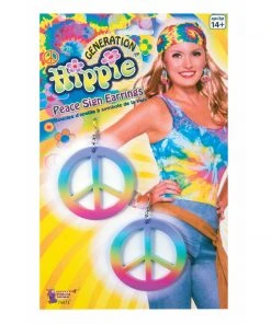 Forum Novelties Rainbow Peace Earrings 1960's