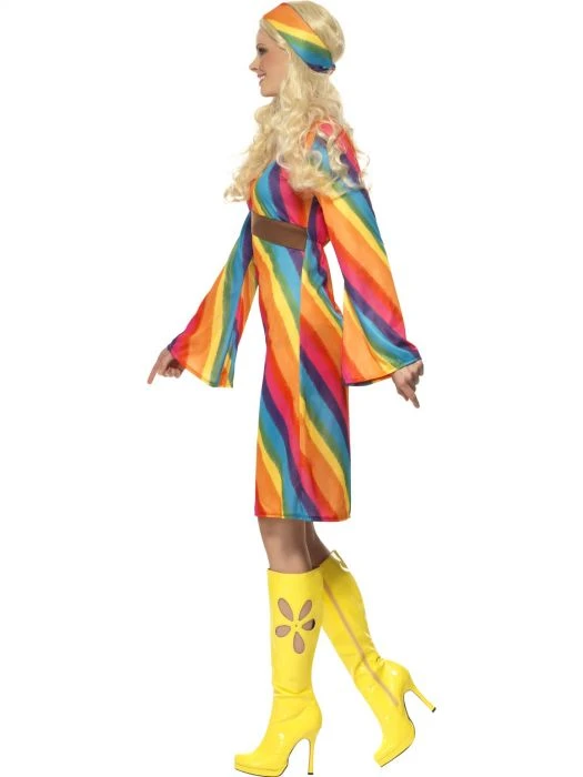 Smiffys 70s Rainbow Hippie Costume Ladiesc 2 Smiffys 70s Rainbow Hippie Costume Ladiesc