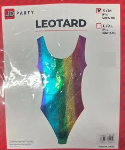 JD Party Ladiesc 80s Leotard Metallic Rainbow