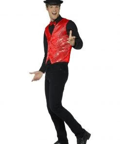 Smiffys Red Sequin Waistcoat Mensc
