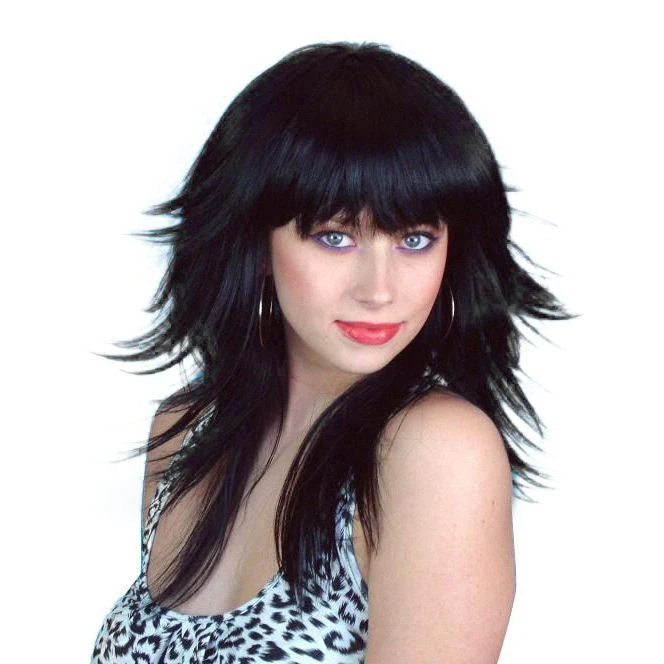 Carnival Products Wig- Black Layered 80s 1 Carnival Products Wig- Black Layered 80s